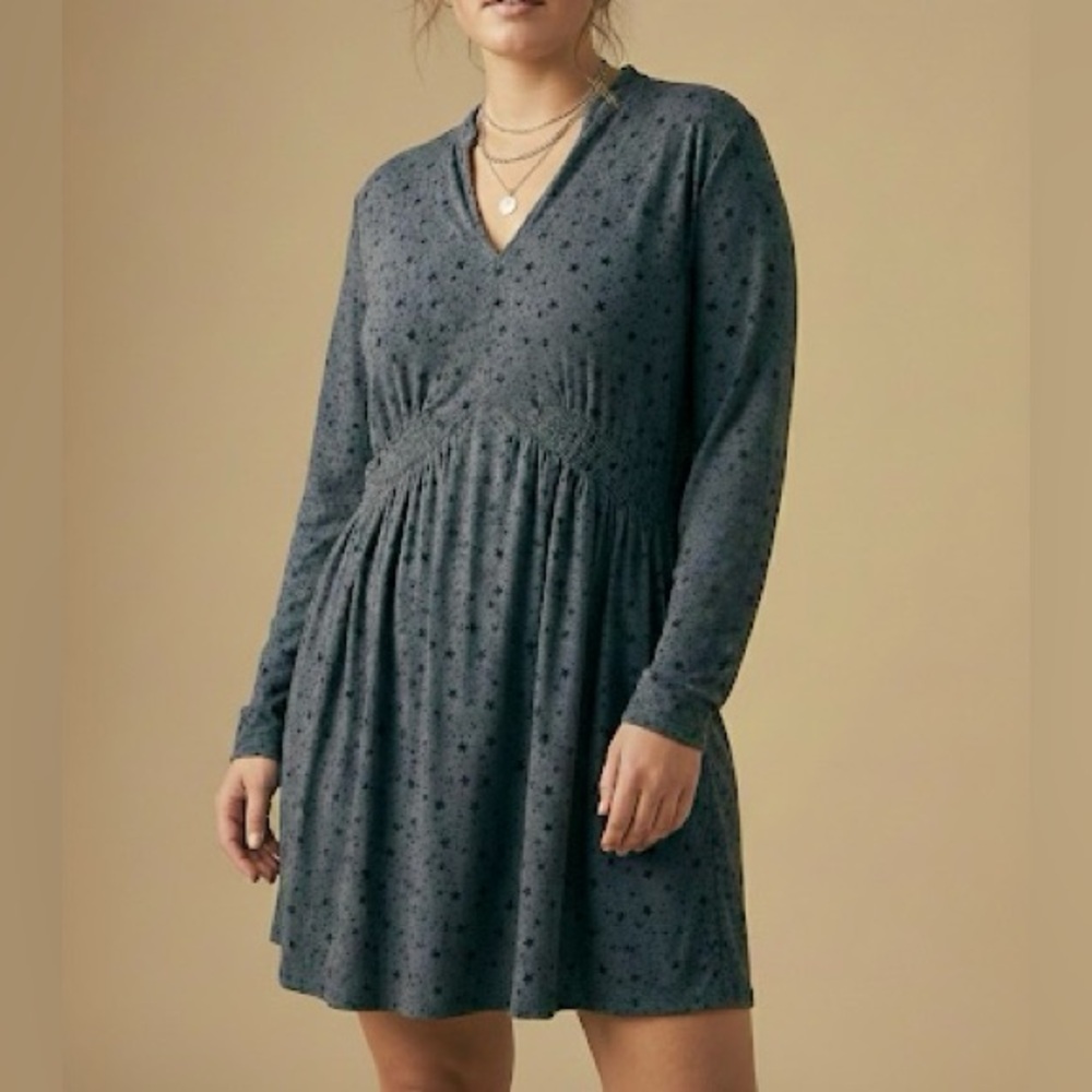 Boden Blue Gray Star Print Tunic Dress